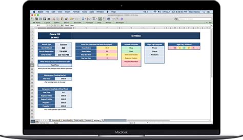 Aircraft Maintenance Tracker Spreadsheet Excel Pilot Logbook