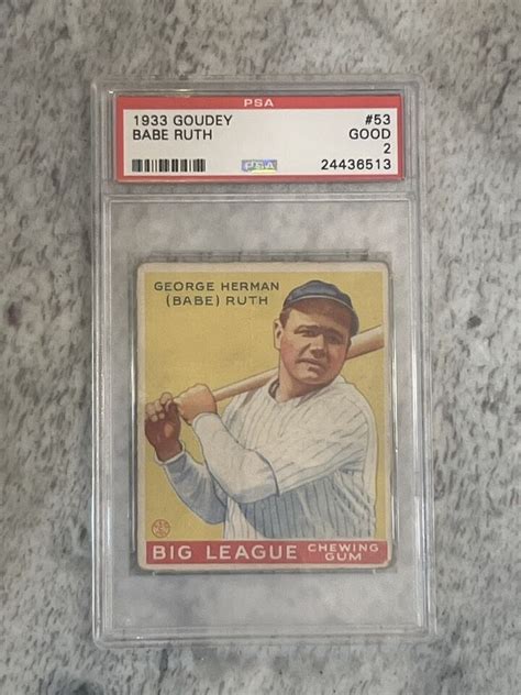 Babe Ruth 1933 Goudey 53 HOF Centered PSA 2 EBay