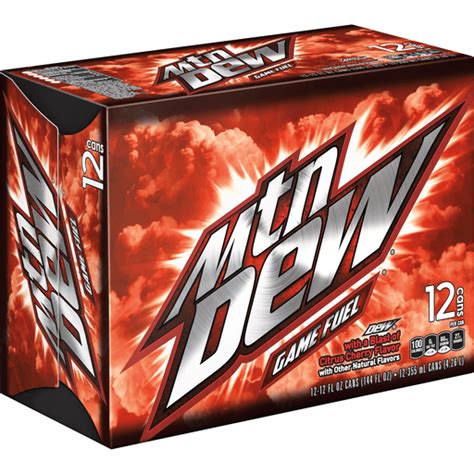 Mtn Dew Game Fuel Soda Citrus Cherry12 Fl Oz 12 Count Soda Mixers