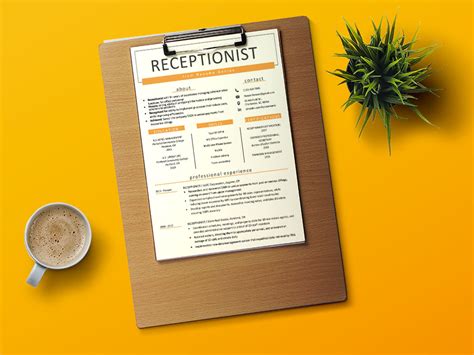 Free Receptionist Resume Template with Formal Style Design