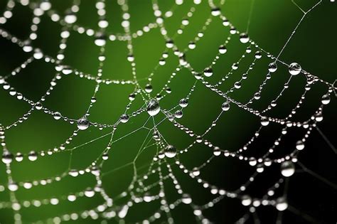 Premium Photo Spider Web With Dew Drops Generative Ai