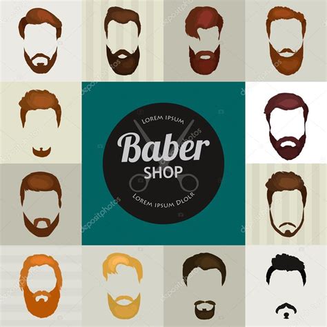 Mans Conjunto De Pelo De Barbas Y Bigotes Vector Estilo Hipster Barbas De Moda Y Cabello