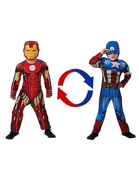 Iron Man Captain America Wende Overall F R Kinder Mit Zwei Masken