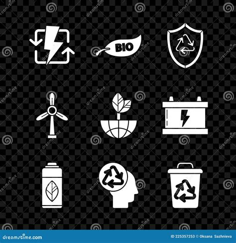 Set Recharging Leaf Bio Symbol Recycle Inside Shield Recycling