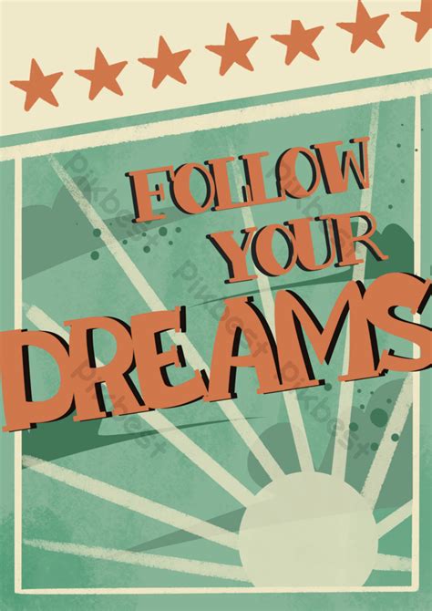 Follow Your Dreams Retro Poster Inspirational Template | PSD Free ...