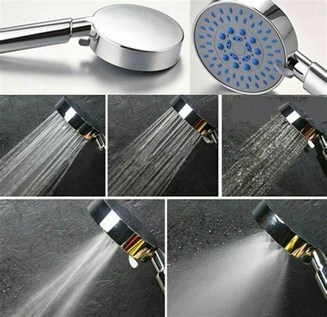 Bath High Pressure Shower Head 5 Mode Large Chrome Handset Heads Water