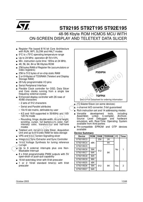 St C Stmicroelectronics Mcu Hoja De Datos Ficha T Cnica