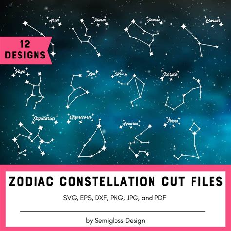 Zodiac Constellation Bundle Svg And Cut Files Horoscope And Etsy