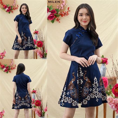 Jual Evercloth Milen Dress Batik Wanita Terusan Batik Couple Modern