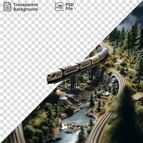 Fondo Transparente Modelo De Edificio De Tren Y Conjunto De Paisajes