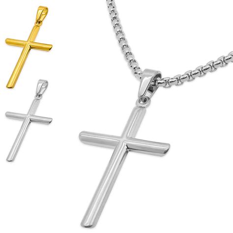 Kreuz Anh Nger Kette Gold Silber Schwarz Edelstahl Kommunion Religion