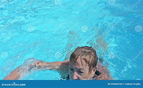Happy Mature Woman In Swimming Pool At Resort Stock Video Video Of