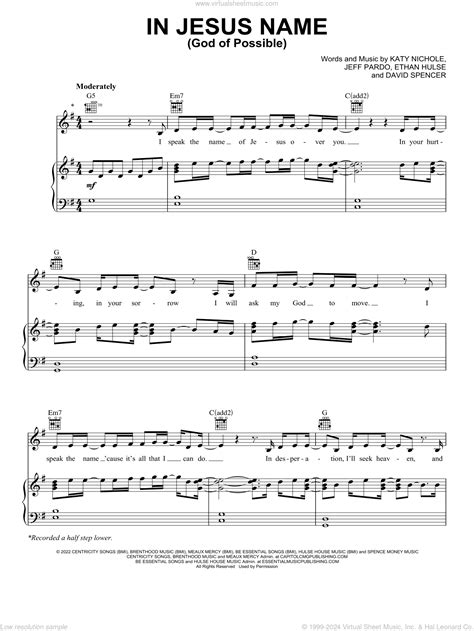 In Jesus Name God Of Possible Sheet Music For Voice Piano Or Guitar