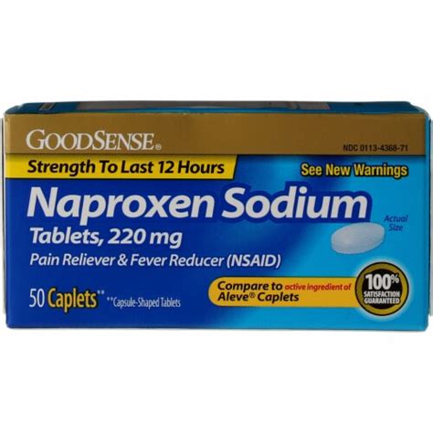 GoodSense Naproxen Sodium Pain Fever Reliever Caplets 220 Mg 50 Ct