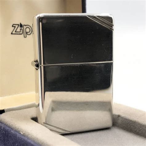 【未使用】10nb 未使用★zippo Sterling Silver ダイアゴナルライン★ジッポ ジッポー 2001年製 スターリング