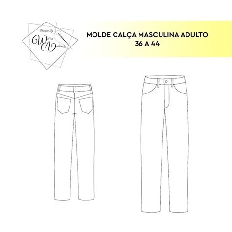 Molde calça masculina adulto by Wania Machado Molde Molde de vestido