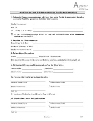 Ausf Llbar Online Umschreibung Erzeugungsanlagen Neu Doc Fax Email