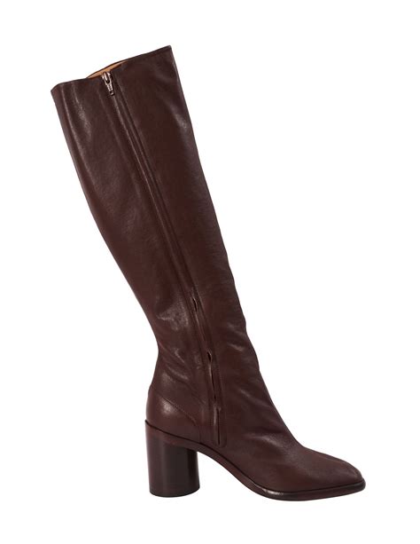 Tabi Knee High Boots In Burgundy Maison Margiela Knee High Leather