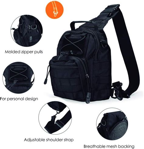 Seedary Mochila Pechera T Ctica Bolsa De Pecho Hombro Negra Mochila De