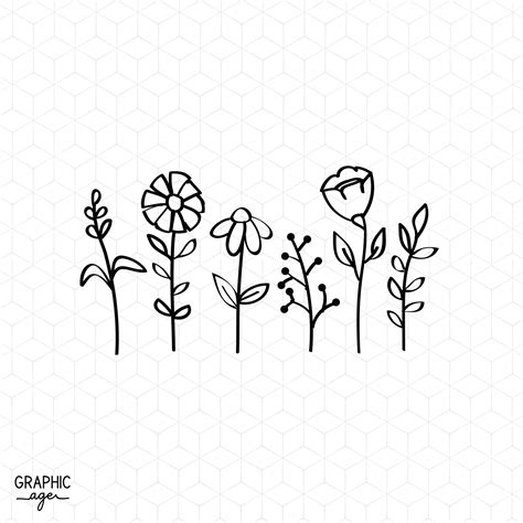 Wildflower Svg Botanical Svg Files For Cricut Flower Svg Simple