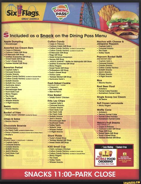 2021 Six Flags Great America Season Dining Pass Menu 2 Ifunny Brazil