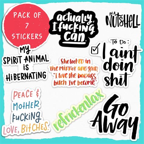 7 Sticker Pack Motivational Stickers Adult Stickers Planner Etsy