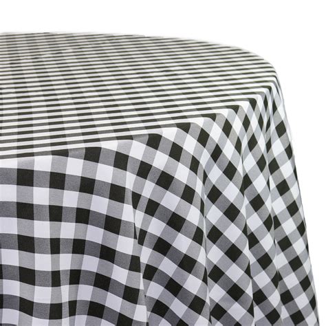 108 Inch Polyester Round Tablecloth Checkered Black Bridal Tablecloth