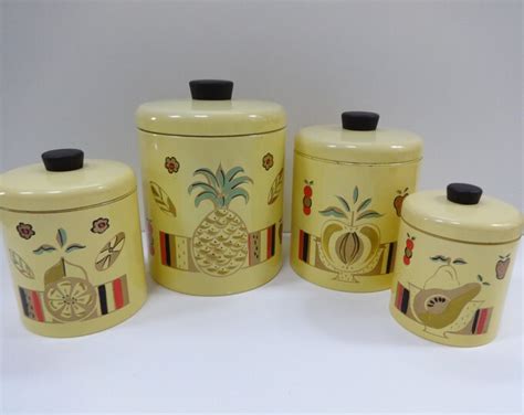 Canister Set, Metal Canister Set, Yellow Canister Set, Pineapple ...