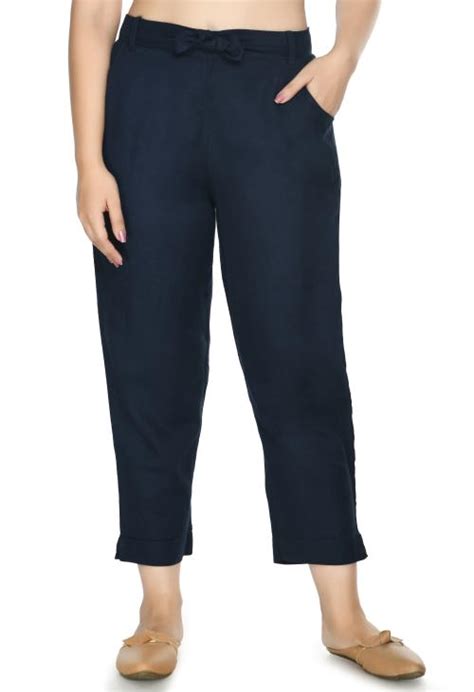 Buy Preego Women Regular Fit Dark Blue Rayon Trousers Online At Best Prices In India Jiomart