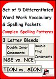 Differentiated Word Work Vocabulary Packet Double Consonants