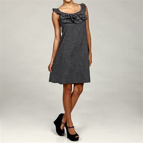 Tiana B Womens Grey Black Ruffle Dress Free Shipping On Orders Over