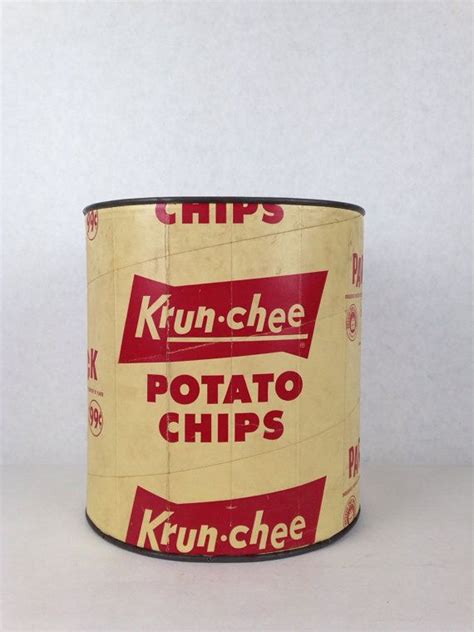 Vintage 1960s Potato Chip Canister Krun Chee Potato Chips Bin Potato