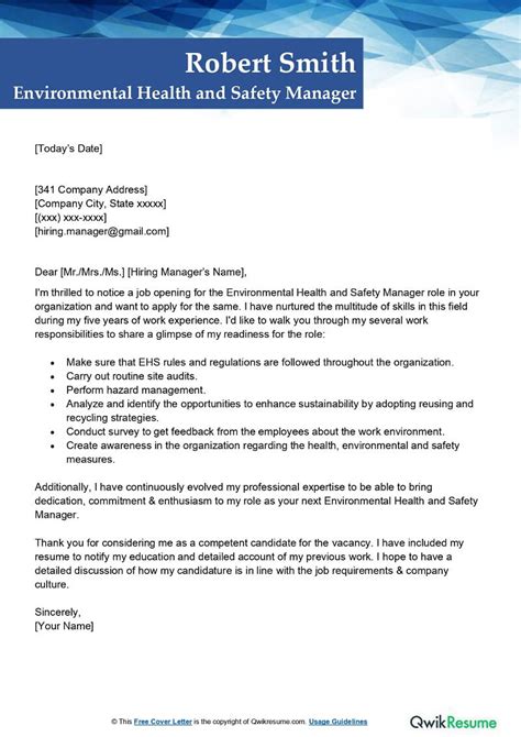 HSE Manager Cover Letter Examples Samples For 2023 51 OFF