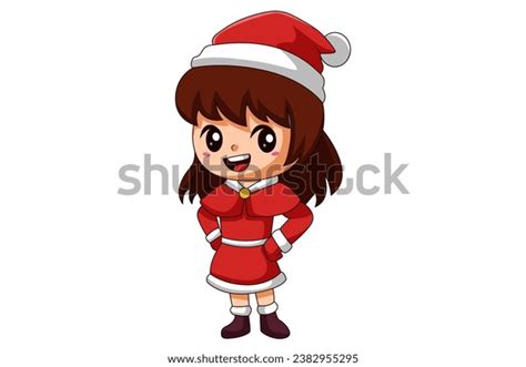 Cute Christmas Girl Cartoon Character Design Stock Vector Royalty Free