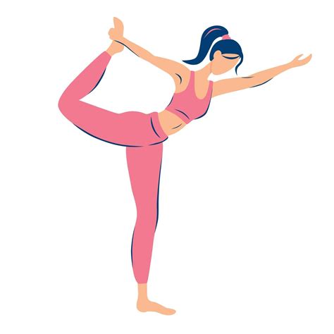 La Jeune Fille Est Engagée Dans Le Yoga Natarajasana Pose Plat Illustrations Modernes Pour La