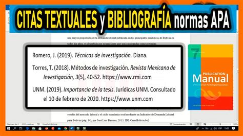 Citas Textuales Y Referencias BibliogrÁficas Normas Apa 7ma Edición Youtube