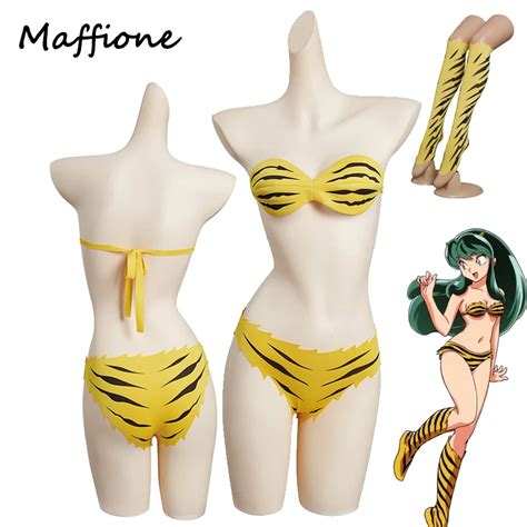 Anime Lum Cosplay Women Costume Swimsuit Girl Sexy Swimwear Suit Female Summer Beach Bikini Set
