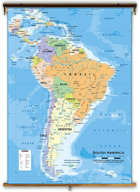 Central America And South America Political Map Maps Of South America