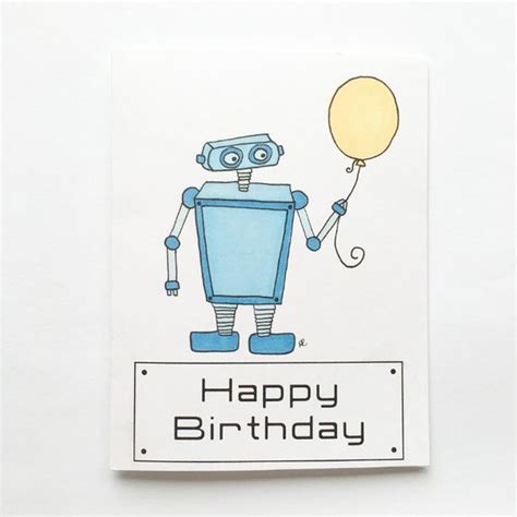 Paper Happy Birthday Card With A Robot Robot Birthday Card Greeting