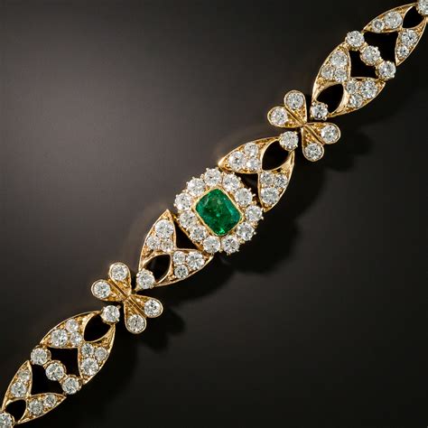 Vintage Style Emerald Diamond Bracelet