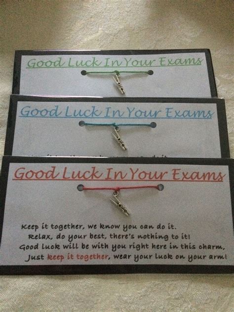 Good Luck In Your Exams Wish Bracelet With Clothespin Peg Charm Keep