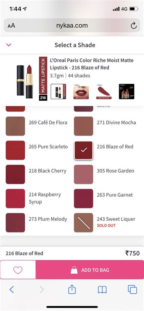 Loreal Lipstick Colors Chart