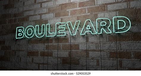 Boulevard Glowing Neon Sign On Stonework Stock Illustration 529053529