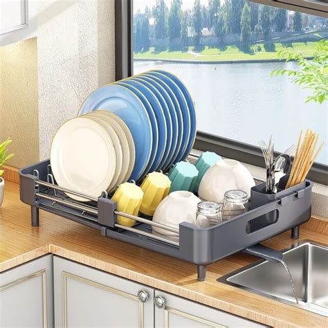 Simple Houseware Over Sink Counter Top Dish Drainer Drying Rack Edu