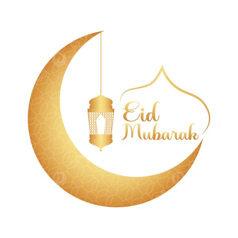 Eid Mubarak Moon Vector Art Png Eid Mubarak Word With Golden Moon And