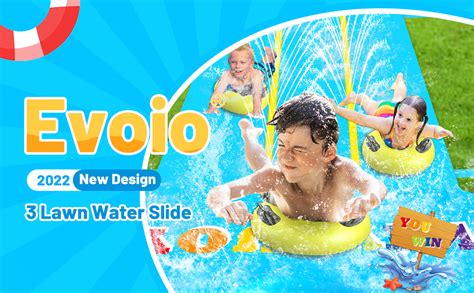 Evoio Triple Lawn Water Slide Extra Long Triple Lane Slip