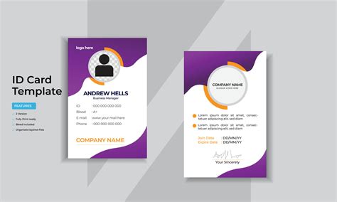 ID Card Template,Employee Id card,Creative Modern Id Card Template with ...