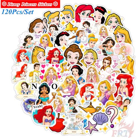 120Pcs/Set Disney Princess - Cartoon Stickers Snow White Ariel Jasmine ...