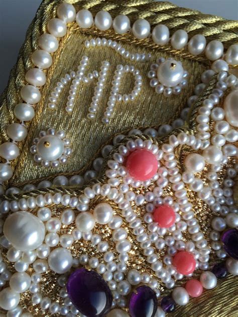 Icon Frame Detail Pearls Amethysts Coral Beads Gold Thread Made By