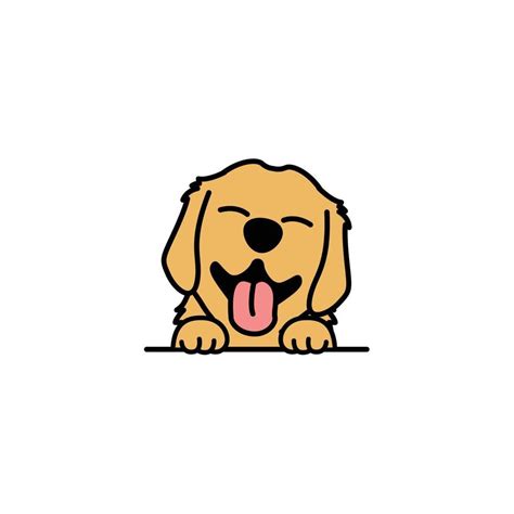 Cute golden retriever puppy cartoon, vector illustration | Dog drawing ...